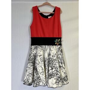 Zoe LTD Girls Party Dress Red White And Black Print Size 10